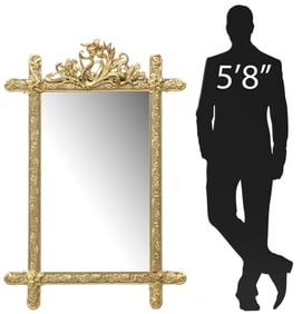FRENCH ART NOUVEAU GILT BEVELED WALL MIRROR, 57" X 39"