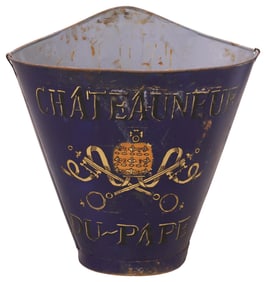 FRENCH VINEYARD PAINTED METAL GRAPE PICKER'S HOTTE / HOD