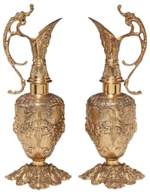 CASA PADRINO (ATTRIB.) BAROQUE STYLE ORMOLU EWERS, 17.5"H
