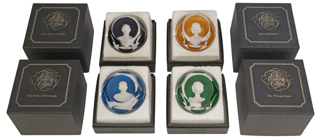 (4) BACCARAT ROYAL CAMEOS SULPHIDE PAPERWEIGHTS