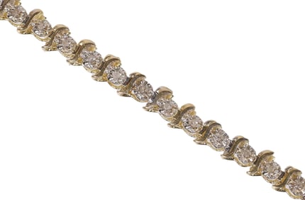 ESTATE 10KT GOLD & 0.30CTTW DIAMOND TENNIS BRACELET