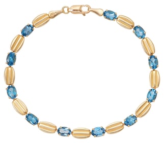 ESTATE 14KT GOLD & BLUE GEMSTONE LINE BRACELET