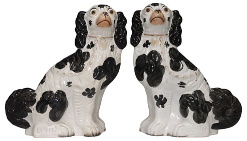 (2) ENGLISH VICTORIAN STAFFORDSHIRE MANTEL DOGS