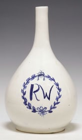 BLUE & WHITE PORCELAIN APOTHECARY FLASK OR BOTTLE