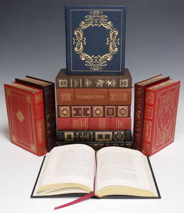 (12) FRANKLIN, EASTON PRESS, & OXFORD LEATHER-BOUND LIBRARY SHELF BOOKS: (lot of 12) Books: literature and history, each with leather bindings,&nbsp;gilt-embossed lettering and gilt page ends, including: (6) published by The Franklin Library, Franklin Center, Pennsylvania,