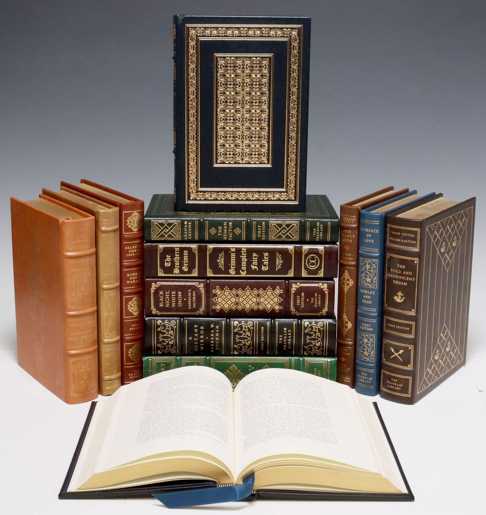 (13) FRANKLIN 1ST-EDITION LEATHER-BOUND LIBRARY SHELF BOOKS (1 of 6)