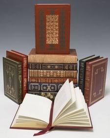 (12) FRANKLIN 1ST-EDITION LEATHER-BOUND LIBRARY SHELF BOOKS