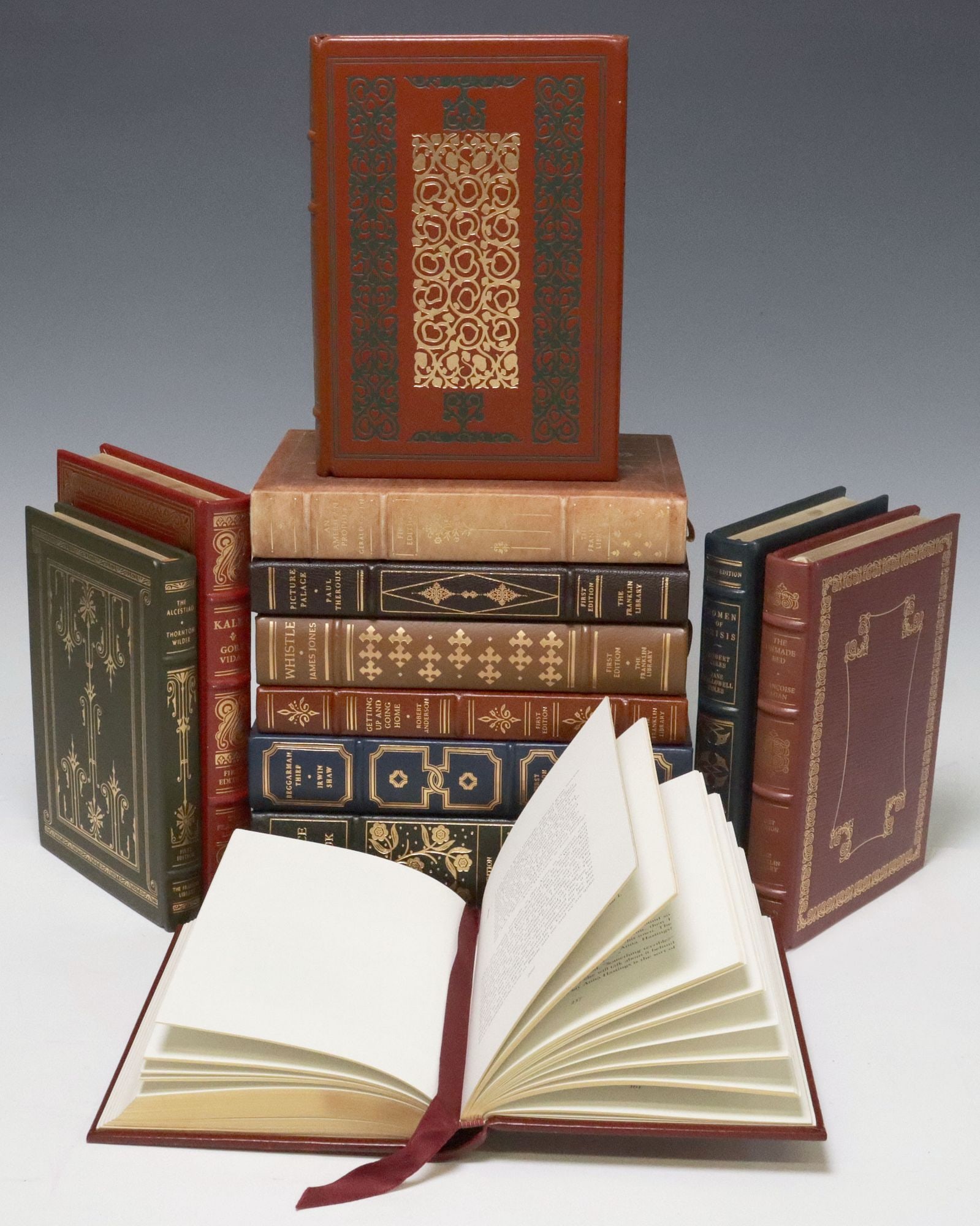 (12) FRANKLIN 1ST-EDITION LEATHER-BOUND LIBRARY SHELF BOOKS (1 of 7)