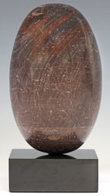GEOLOGICAL SHIVA LINGAM STONE ON BLACK MARBLE BASE