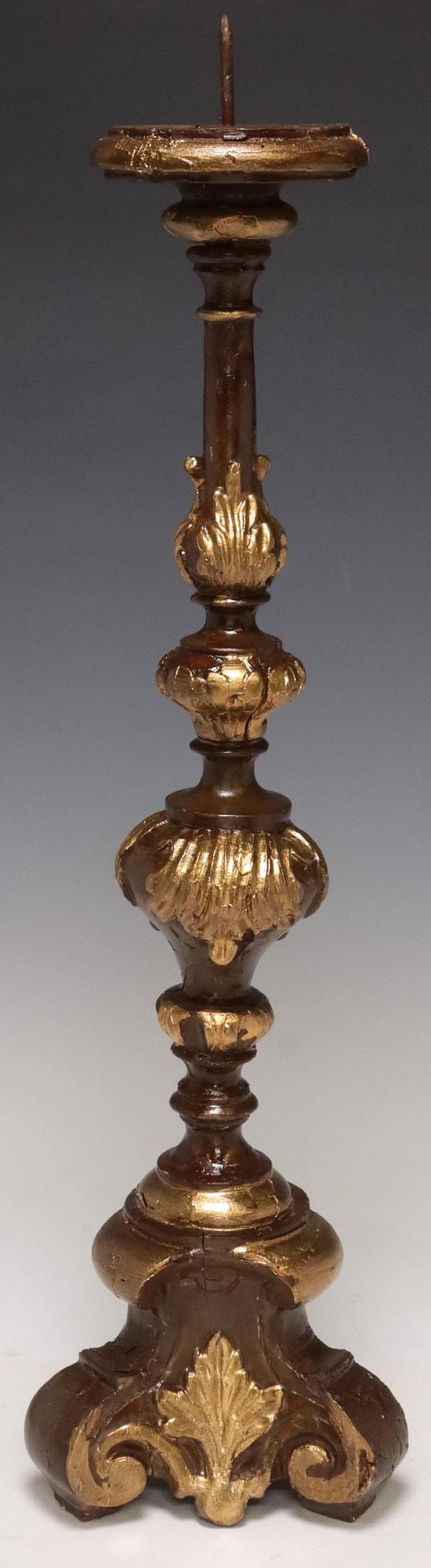 CONTINENTAL BAROQUE STYLE PARCEL GILT CANDLE PRICKET (1 of 5)