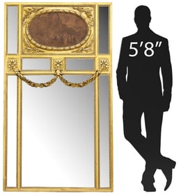 FRENCH LOUIS XVI STYLE GILTWOOD TRUMEAU MIRROR