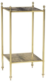 MAISON BAGUES STYLE BRASS & EGLOMISE TWO-TIERED PEDESTAL
