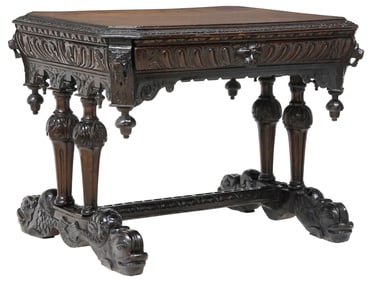 FRENCH RENAISSANCE REVIVAL OAK WRITING TABLE