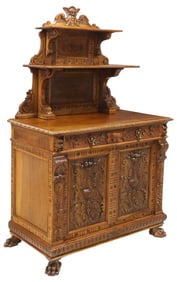 ITALIAN RENAISSANCE REVIVAL CARVED WALNUT BUFFET/ SIDEBOARD
