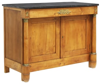 FRENCH EMPIRE STYLE MARBLE-TOP FRUITWOOD SIDEBOARD