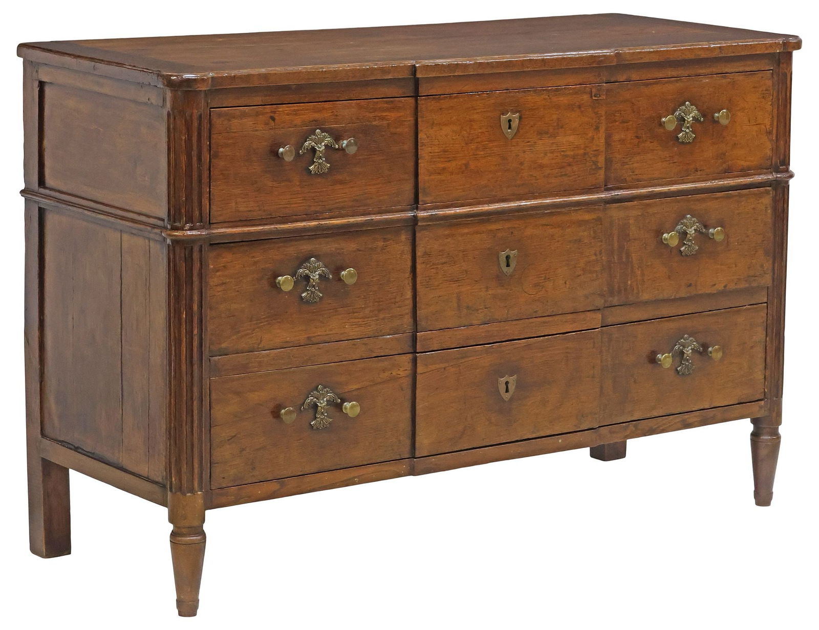 LARGE FRENCH LOUIS XVI STYLE OAK BREAKFRONT COMMODE (1 of 6)