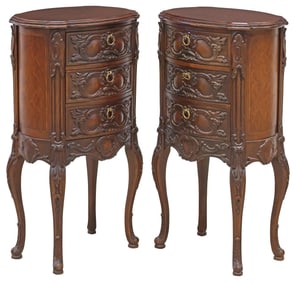 (2) LOUIS XV STYLE MAHOGANY NIGHTSTANDS