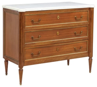 FRENCH LOUIS XVI STYLE MARBLE-TOP MAHOGANY COMMODE