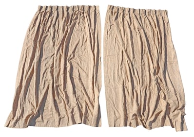 (2) FORTUNY 'LUCREZIA' COTTON DAMASK DESIGNER CURTAIN PANELS