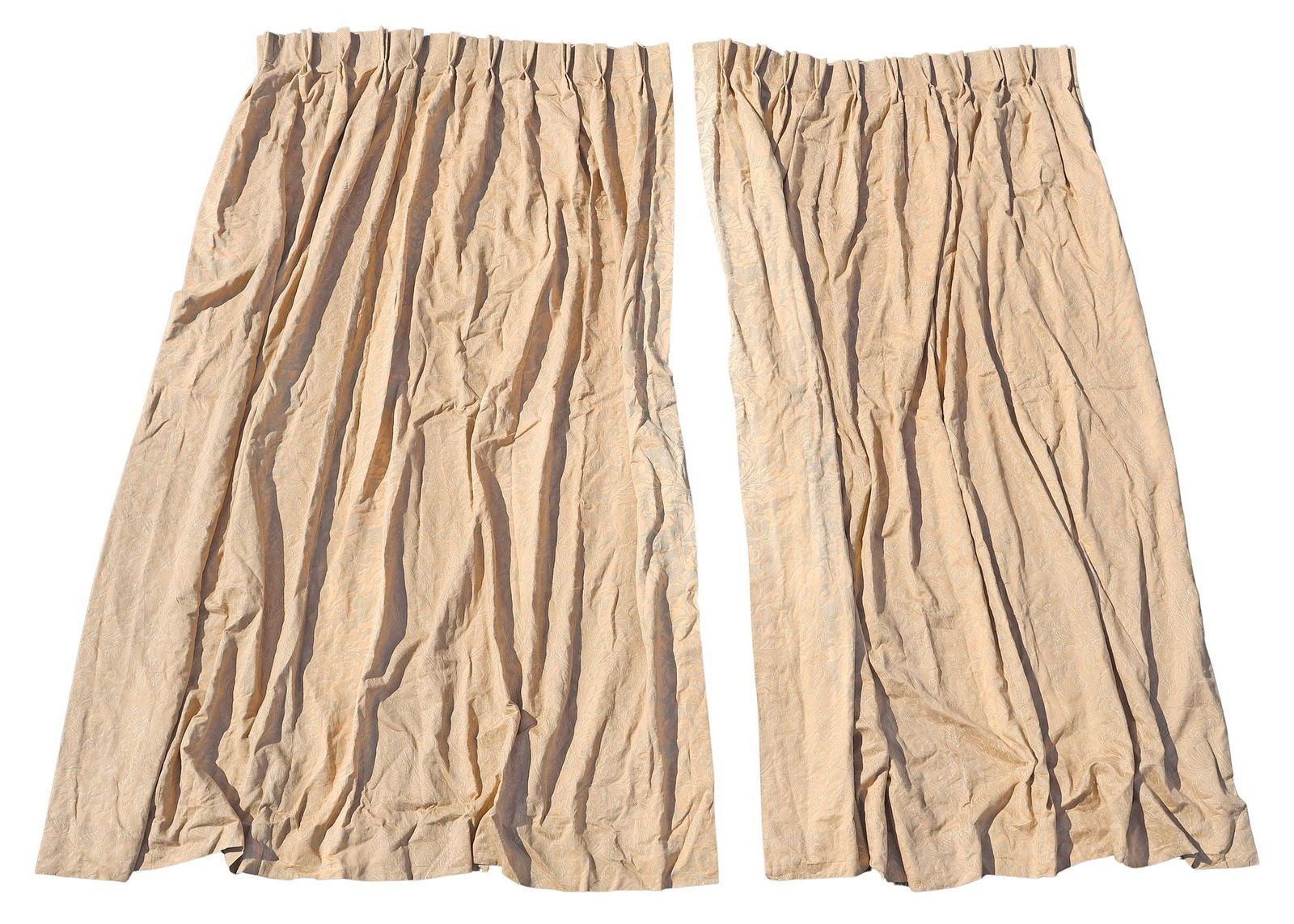 (2) FORTUNY 'LUCREZIA' COTTON DAMASK DESIGNER CURTAIN PANELS (1 of 3)