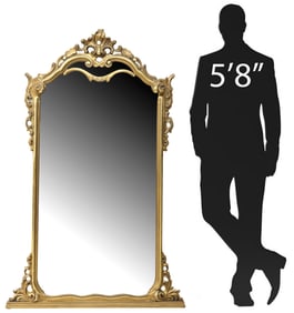 ITALIAN LOUIS XV STYLE GILTWOOD SCROLLED MIRROR, 63" X 41"