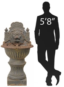 NEOCLASSICAL CAST IRON WALL-MOUNTED LION MASK GARDEN FOUNTAIN