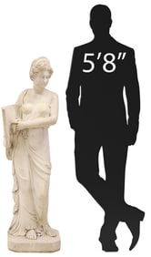 NEAR LIFE-SIZE CAST GARDEN STATUE, CLASSICAL MAIDEN, 53.5"H