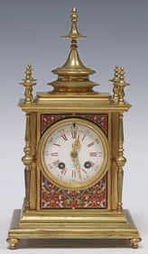 FRENCH ORMOLU & CHAMPLEVE ENAMEL MANTEL CLOCK RETAILED BY TIFFANY & COMPANY