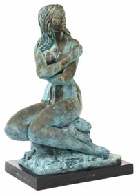 CHARLES UMLAUF (D.1994) PERSONAL COLLECTION BRONZE, 'SEATED EVE II', 27"H