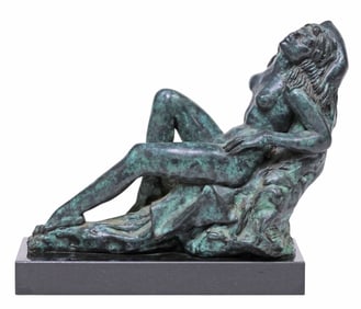 CHARLES UMLAUF (1911-1994) BRONZE SCULPTURE, RECLINING FEMALE NUDE