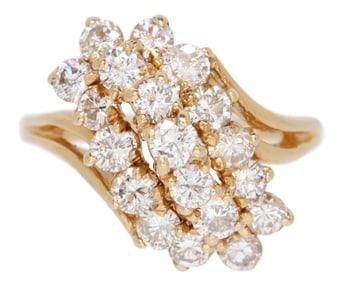 ESTATE 14KT YELLOW GOLD & 2.37CTTW DIAMOND CLUSTER RING