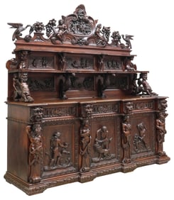 EXCEPTIONAL RENAISSANCE REVIVAL CARVED WALNUT BUFFET