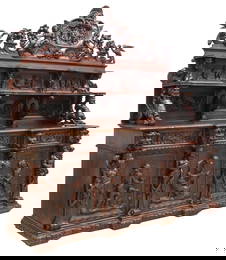 EXCEPTIONAL RENAISSANCE REVIVAL CARVED WALNUT BUFFET