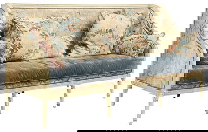 FRENCH LOUIS XVI STYLE TAPESTRY-UPHOLSTERED SOFA