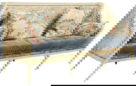 FRENCH LOUIS XVI STYLE TAPESTRY-UPHOLSTERED SOFA