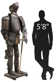 LIFE-SIZED REPLICA PATINATED METAL KNIGHTS ARMOR & TEMPLAR SWORD
