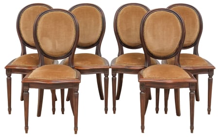 (6) FRENCH LOUIS XVI STYLE CARVED DINING CHAIRS