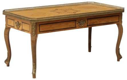 LOUIS XV STYLE RECTANGULAR MARQUETRY COFFEE TABLE
