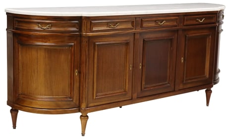 FRENCH LOUIS XVI STYLE MARBLE-TOP MAHOGANY SIDEBOARD