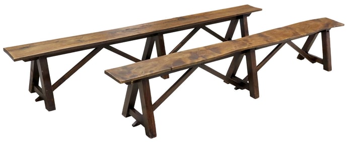 (2) FRENCH PROVINCIAL TRESTLE-SUPPORT BENCHES