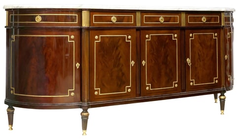FRENCH LOUIS XVI STYLE MARBLE-TOP MAHOGANY SIDEBOARD