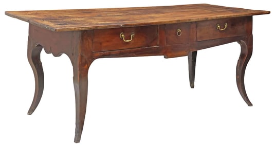 FRENCH PROVINCIAL FRUITWOOD FARMHOUSE TABLE, 18TH C.