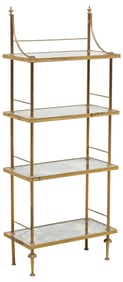 MAISON BAGUES STYLE GILT-BRASS & EGLOMISE GLASS ETAGERE