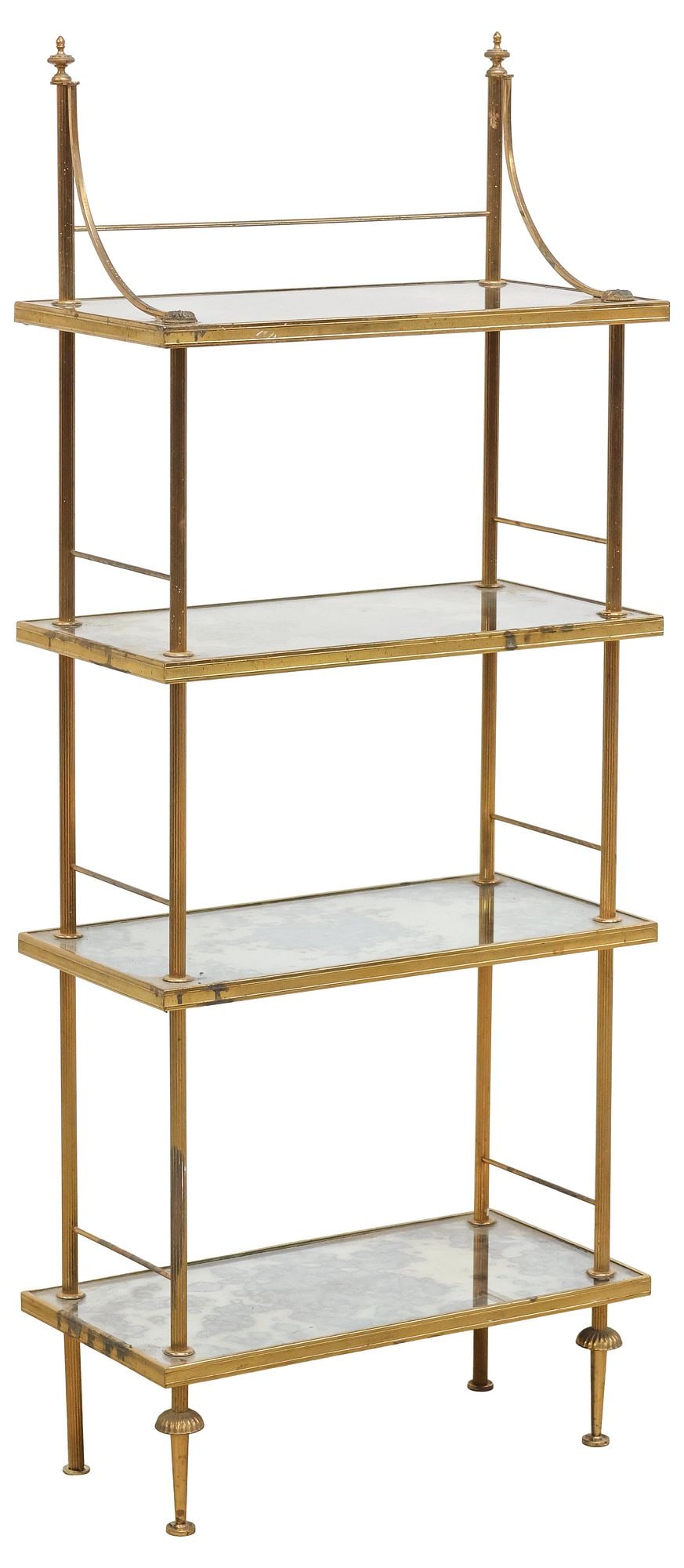 MAISON BAGUES STYLE GILT-BRASS & EGLOMISE GLASS ETAGERE (1 of 4)