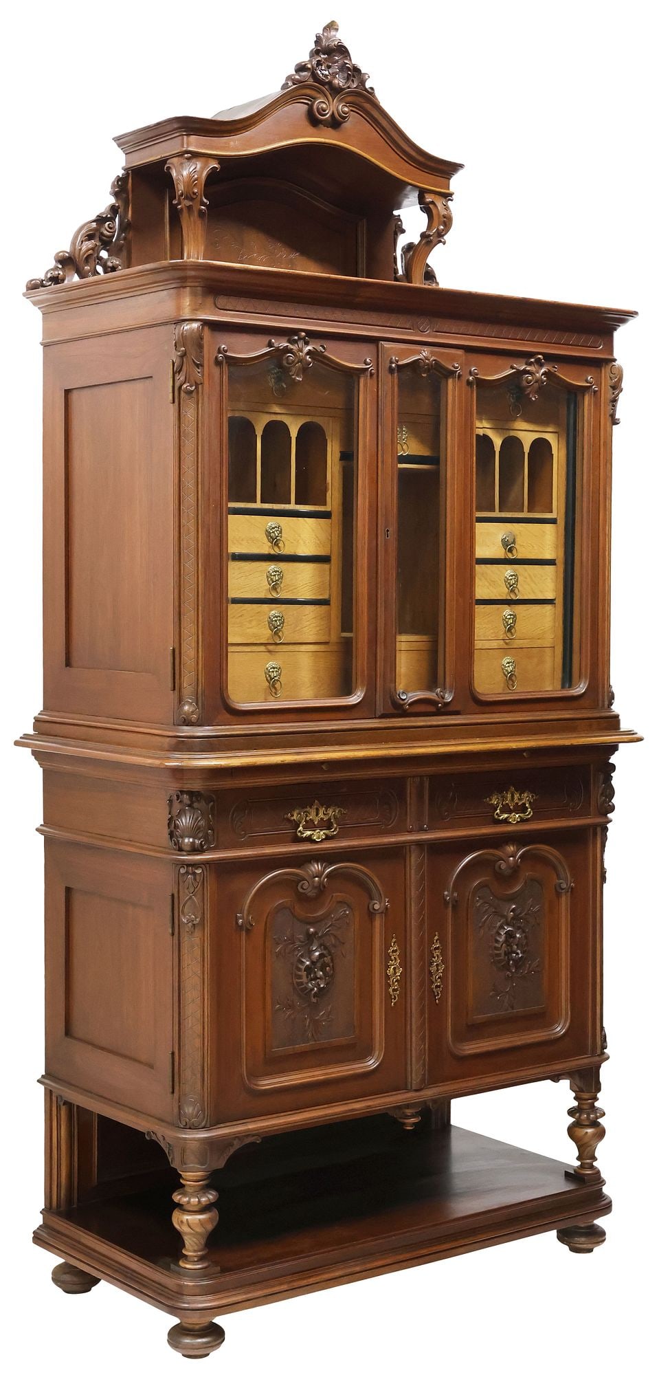 ROCOCO REVIVAL CARVED WALNUT CARTONNIER-CABINET (1 of 7)