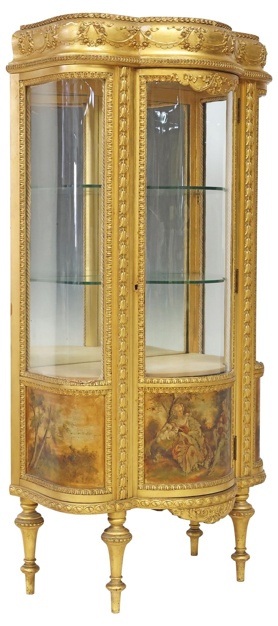 FRENCH LOUIS XVI 'VERNIS MARTIN' STYLE GILTWOOD VITRINE CABINET (1 of 8)