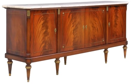 FRENCH LOUIS XVI STYLE MARBLE-TOP MAHOGANY SIDEBOARD