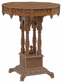 ANGLO-INDIAN CARVED MAHOGANY OCCASIONAL TABLE