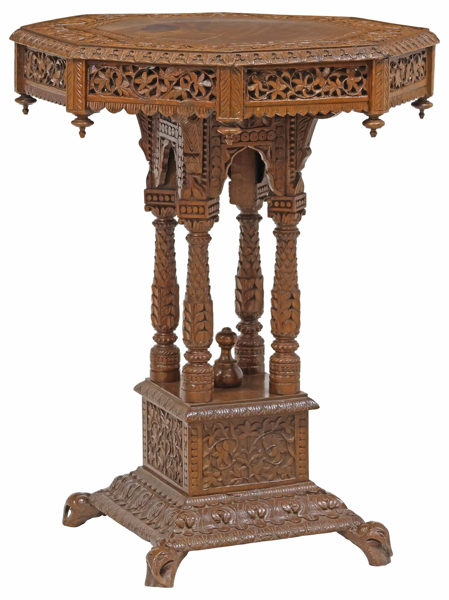 ANGLO-INDIAN CARVED MAHOGANY OCCASIONAL TABLE (1 of 6)