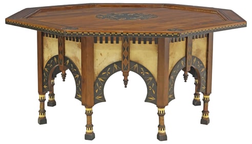 MANNER OF CARLO BUGATTI (1856-1940) MOORISH INLAID OCTAGONAL DINING TABLE